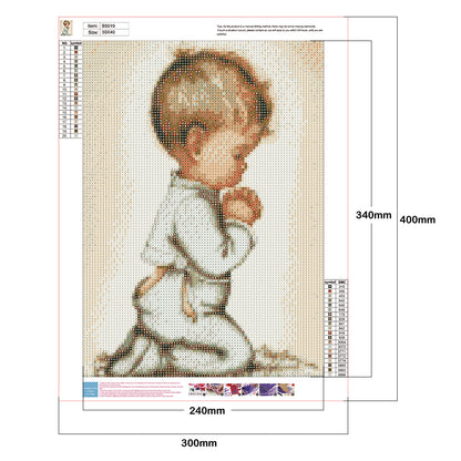 Kid Pray - Full Round Drill Diamond Painting 30*40CM