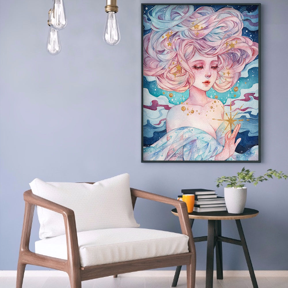 Cloud Girl - Full Round Drill Diamond Painting 30*40CM