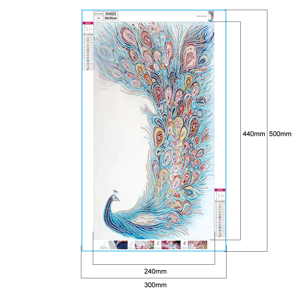 Peafowl - Special Shaped Drill Diamond Paintng 30*50CM