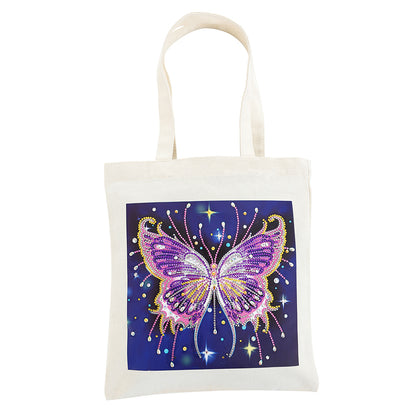 DIY Diamond Painting Handbag Shopping Storage Tote (BB001 Purple Butterfly)