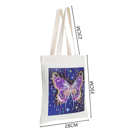 DIY Diamond Painting Handbag Shopping Storage Tote (BB001 Purple Butterfly)