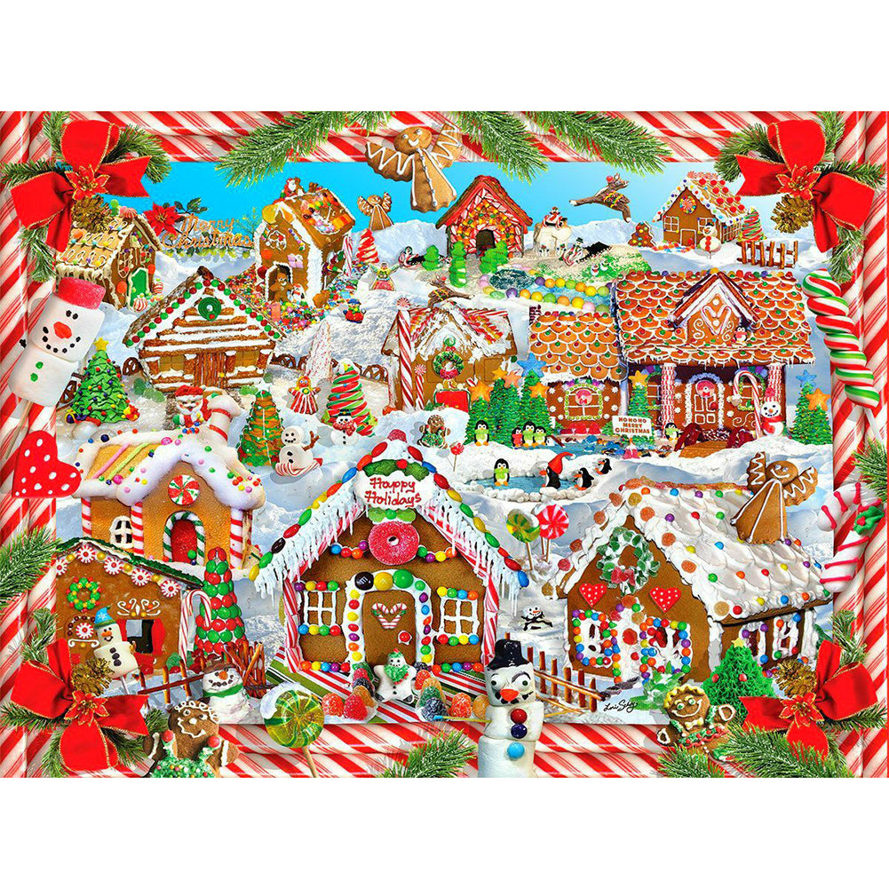 Snowman House - Full Round Drill Diamond Painting 60*50CM