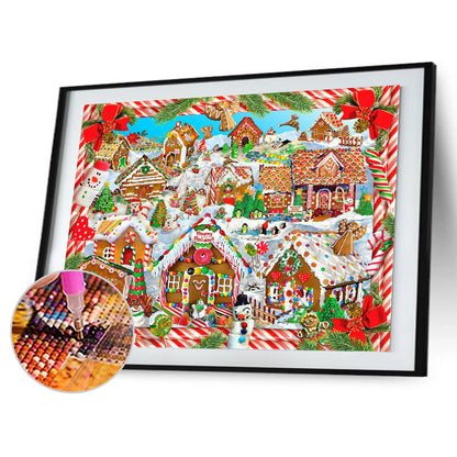 Snowman House - Full Round Drill Diamond Painting 60*50CM