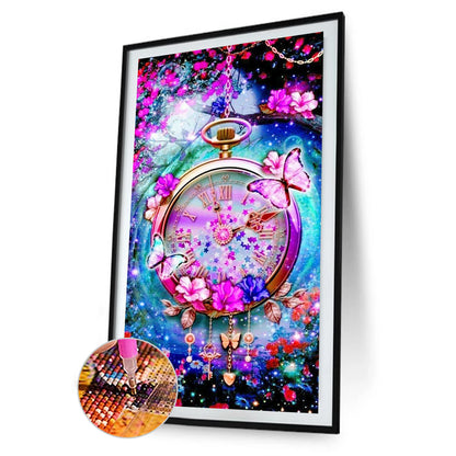 Clock Flowers - Full Round Drill Diamond Painting 40*80CM