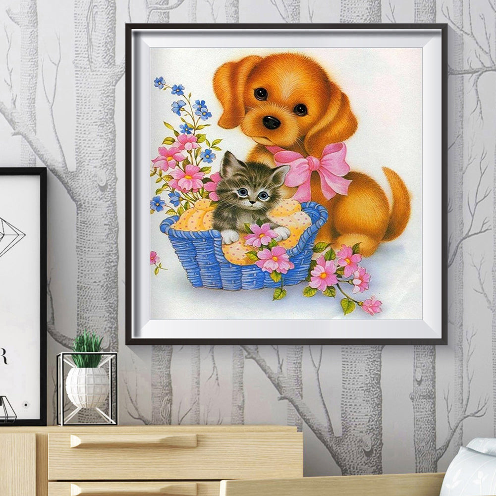 Cat Dog - Full Round Drill Diamond Painting 30*30CM