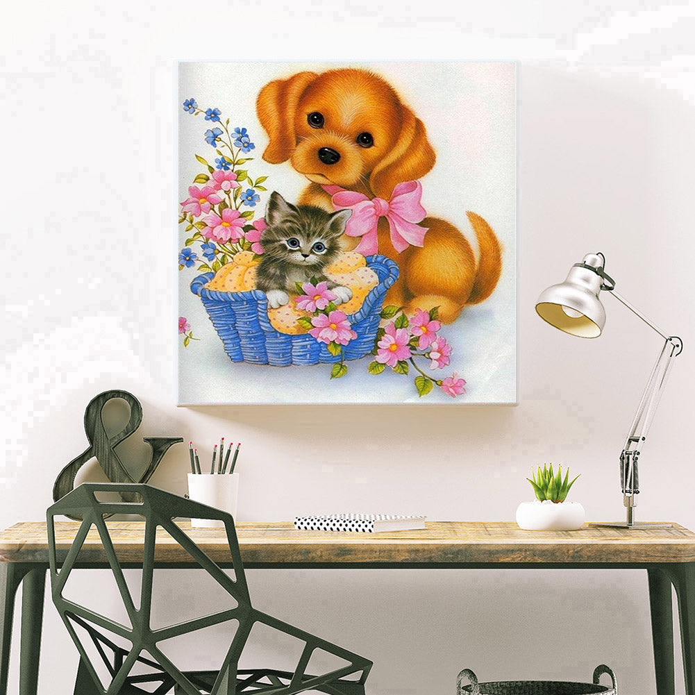 Cat Dog - Full Round Drill Diamond Painting 30*30CM