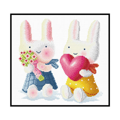 Two Rabbit - 11CT Stamped Cross Stitch 40*40CM