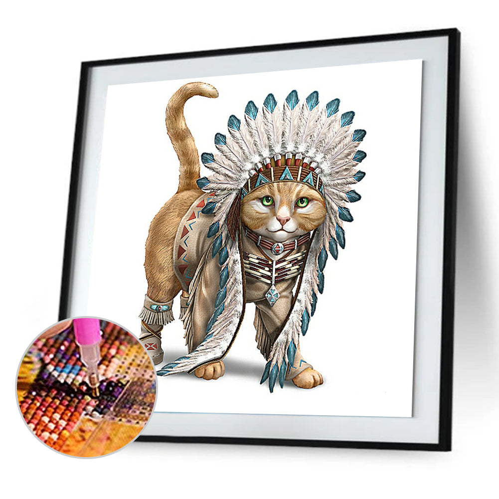 Cat - Full Round Drill Diamond Painting 30*30CM