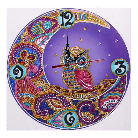 DIY Rhinestone Clock Part Special Shaped Diamond Painting Kit (Owl DZ564)