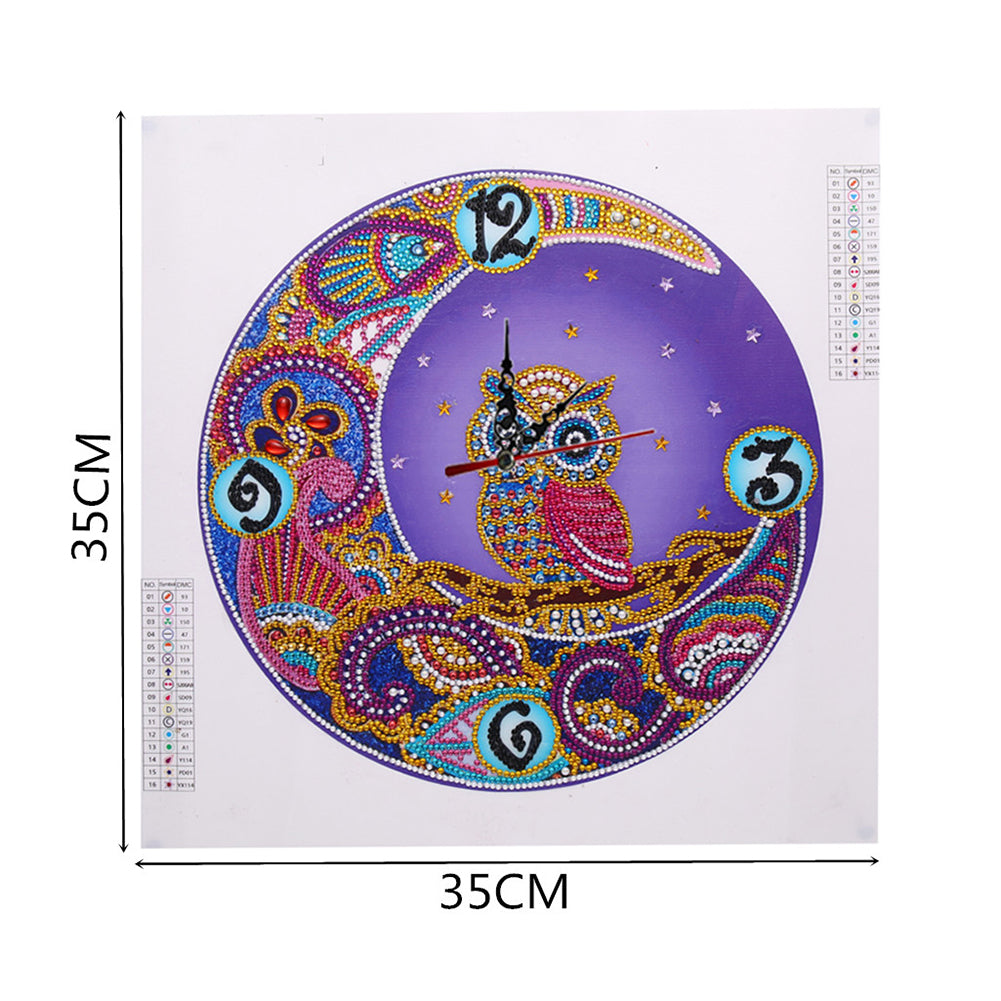 DIY Rhinestone Clock Part Special Shaped Diamond Painting Kit (Owl DZ564)