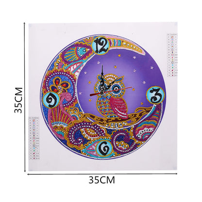 DIY Rhinestone Clock Part Special Shaped Diamond Painting Kit (Owl DZ564)