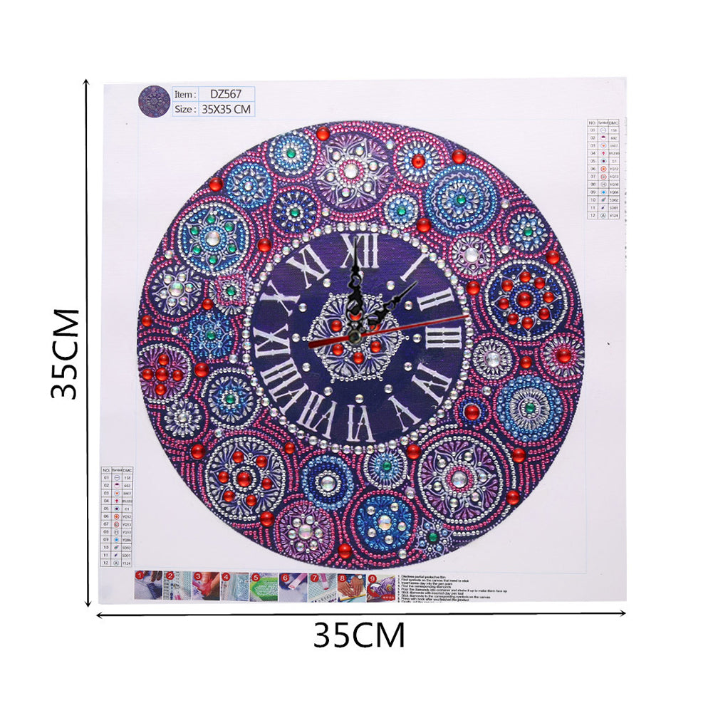 DIY Part Special Shaped Rhinestone Clock 5D Painting Kit (Mandala DZ567)