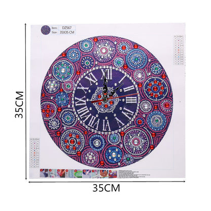 DIY Part Special Shaped Rhinestone Clock 5D Painting Kit (Mandala DZ567)