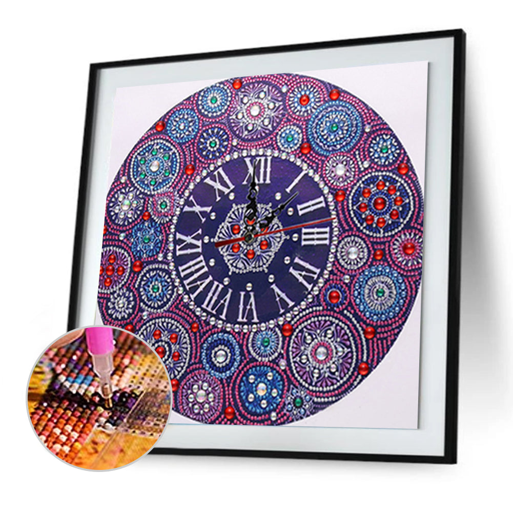 DIY Part Special Shaped Rhinestone Clock 5D Painting Kit (Mandala DZ567)