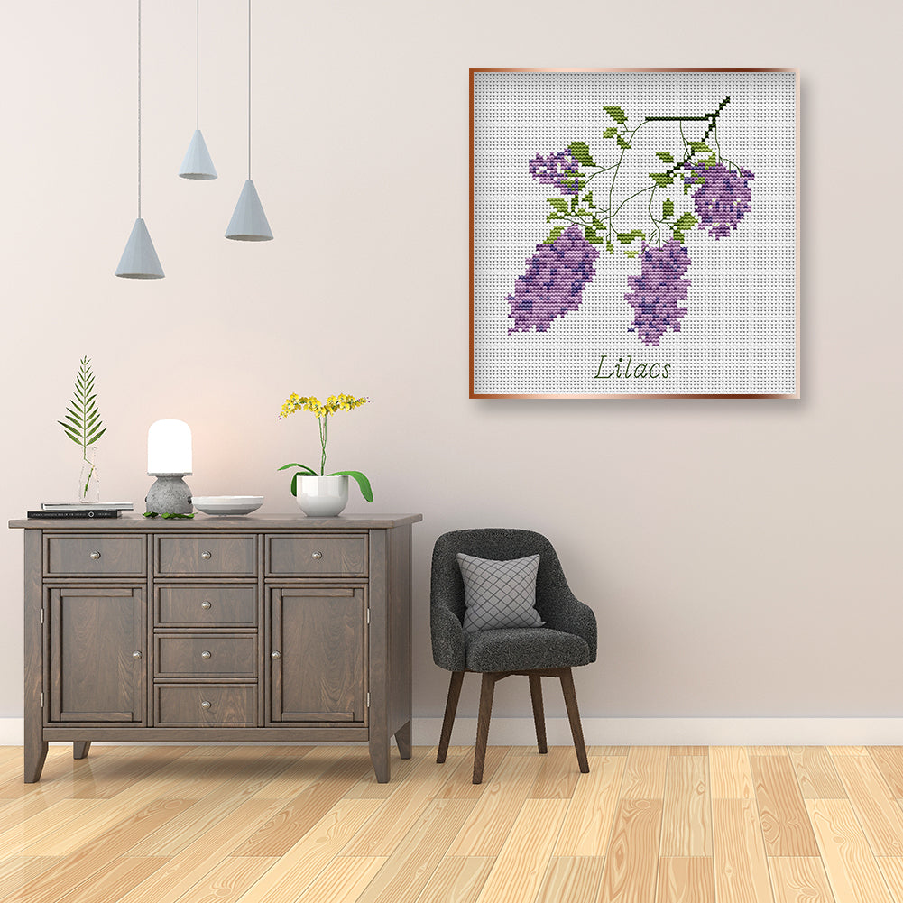 Lilac Flowers - 11CT Stamped Cross Stitch 29*29CM