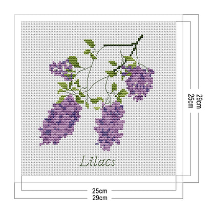 Lilac Flowers - 11CT Stamped Cross Stitch 29*29CM
