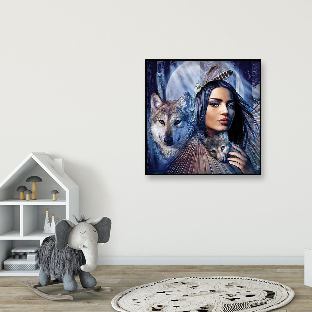 Wolf Girl - Full Round Drill Diamond Painting 40*40CM