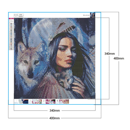 Wolf Girl - Full Round Drill Diamond Painting 40*40CM