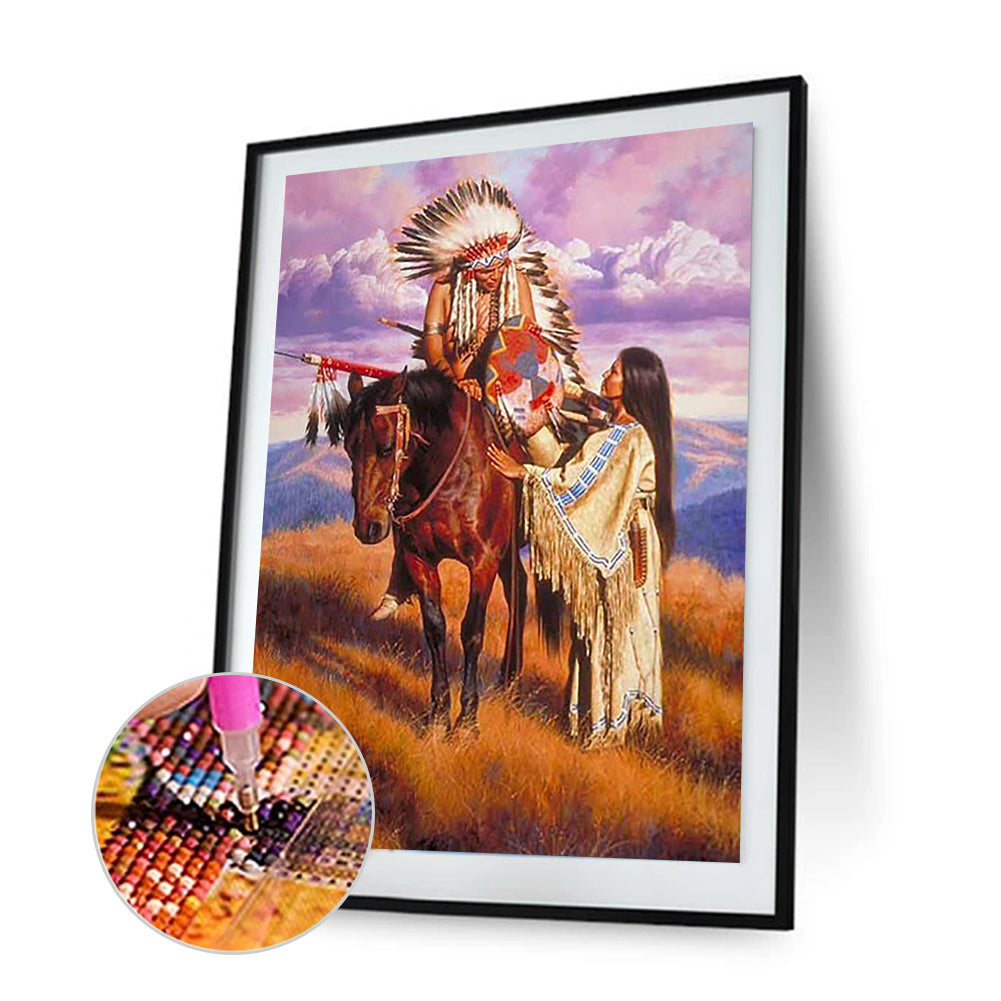 Indians - Full Round Drill Diamond Painting 30*40CM