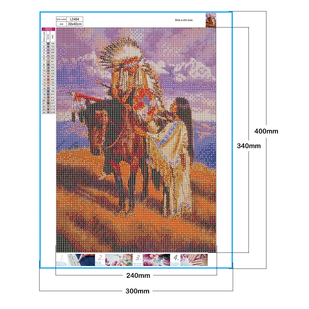 Indians - Full Round Drill Diamond Painting 30*40CM