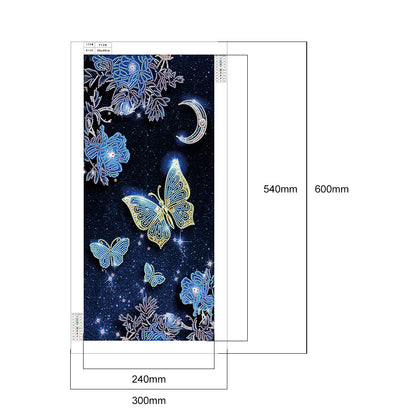 Flower Butterfly - Special Shaped Drill Diamond Painting 30*60CM