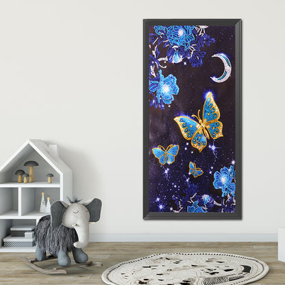 Flower Butterfly - Special Shaped Drill Diamond Painting 30*60CM