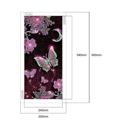 Flower Butterfly - Special Shaped Drill Diamond Painting 30*60CM