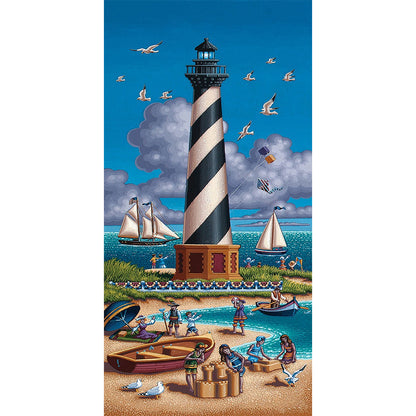 Seaside Lighthouse - Full Round Drill Diamond Painting 40*80CM