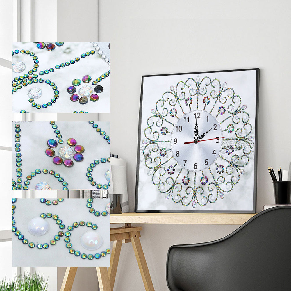 DIY Rhinestone Flower Clock Part Drill Special Shaped Diamond Painting Kit