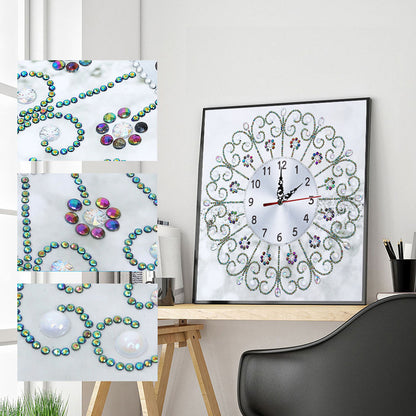 DIY Rhinestone Flower Clock Part Drill Special Shaped Diamond Painting Kit