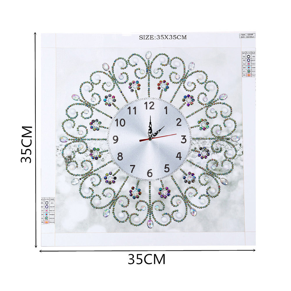 DIY Rhinestone Flower Clock Part Drill Special Shaped Diamond Painting Kit