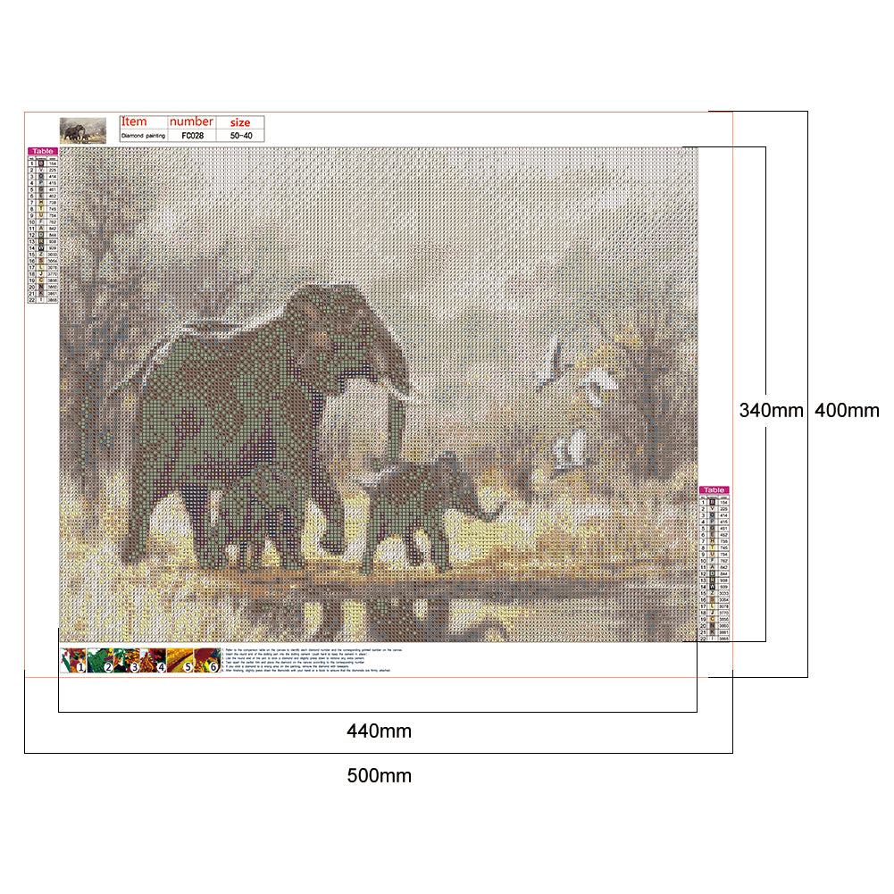 Elephant - Full Square Drill Diamond Painting 40*50CM