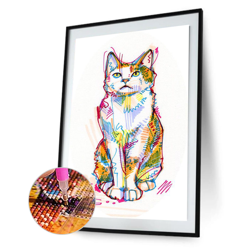 Cat - Full Round Drill Diamond Painting 30*50CM