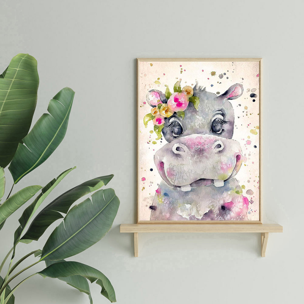 Hippo - 11CT Stamped Cross Stitch 40*50CM