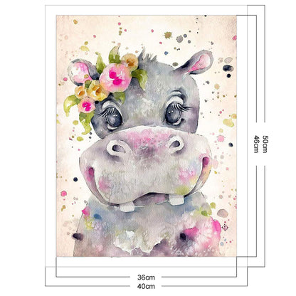 Hippo - 11CT Stamped Cross Stitch 40*50CM