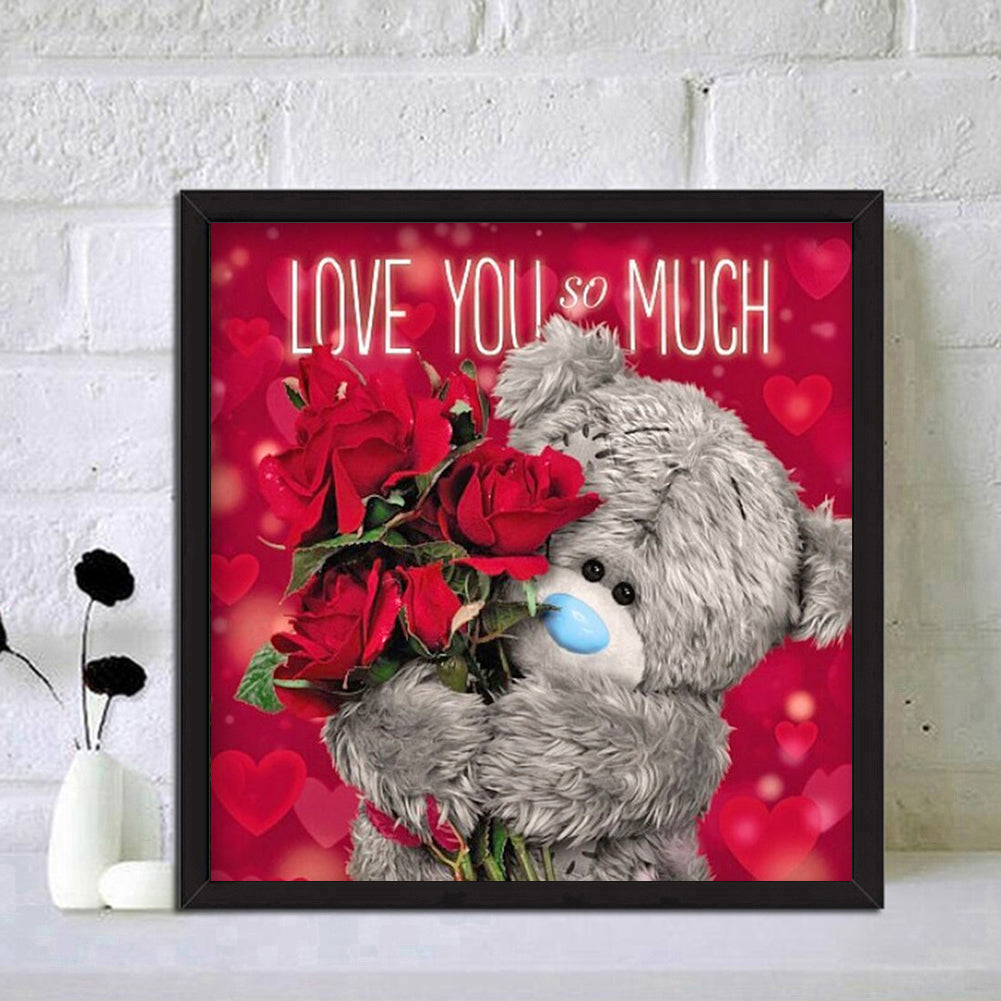 Rose Bear - Full Round Drill Diamond Painting 30*30CM