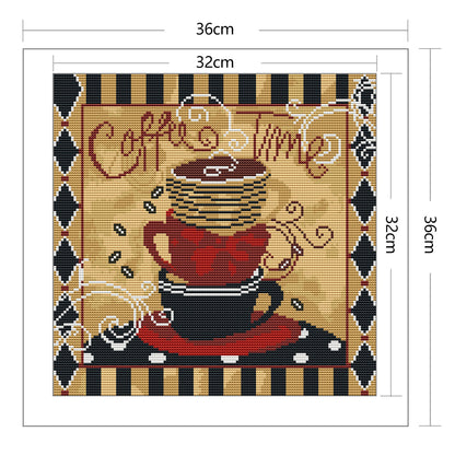 Coffee - 11CT Stamped Cross Stitch 36*36CM