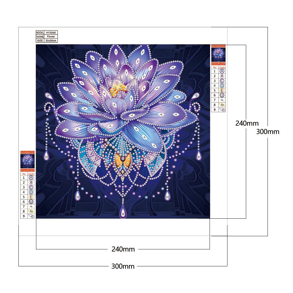 Lotus - Special Shaped Drill Diamond Painting 30*30CM