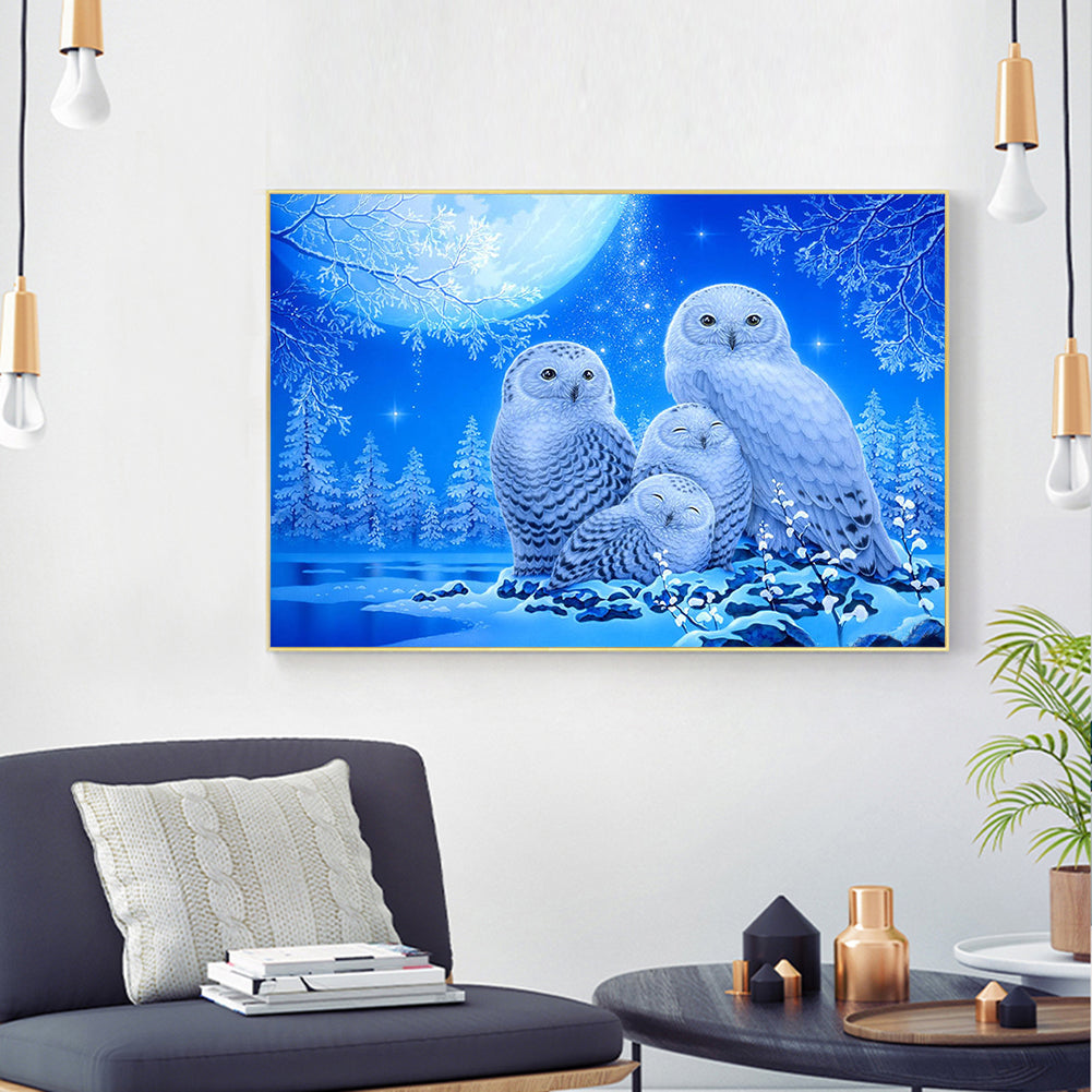 Owl - Full Round Drill Diamond Painting 40*30CM