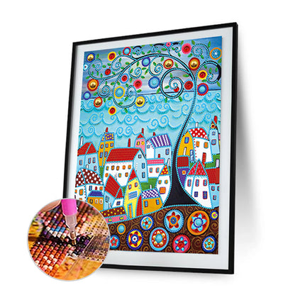 Luminous House - Special Shaped Drill Diamond Painting 30*40CM