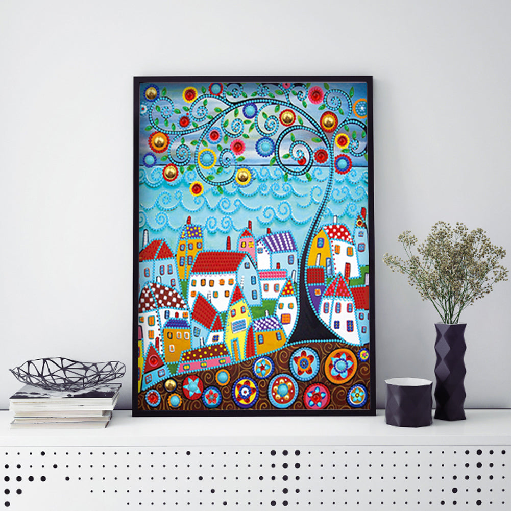 Luminous House - Special Shaped Drill Diamond Painting 30*40CM