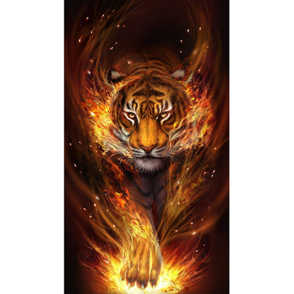 Fire Tiger - Full Round Drill Diamond Painting 40*80CM