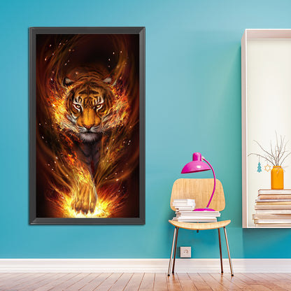 Fire Tiger - Full Round Drill Diamond Painting 40*80CM