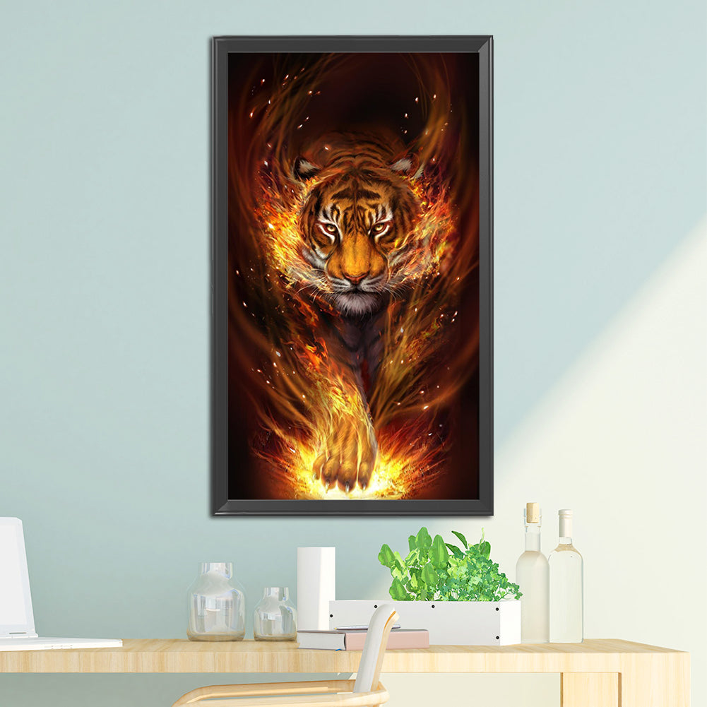 Fire Tiger - Full Round Drill Diamond Painting 40*80CM