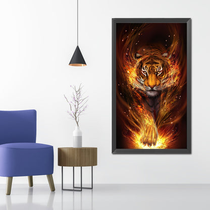 Fire Tiger - Full Round Drill Diamond Painting 40*80CM