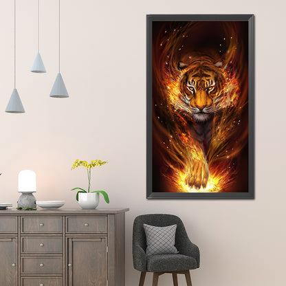 Fire Tiger - Full Round Drill Diamond Painting 40*80CM