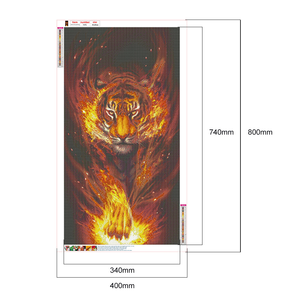 Fire Tiger - Full Round Drill Diamond Painting 40*80CM