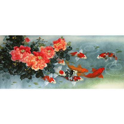 Fish Flower - Full Round Drill Diamond Painting 80*35CM