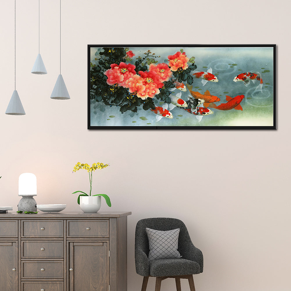 Fish Flower - Full Round Drill Diamond Painting 80*35CM