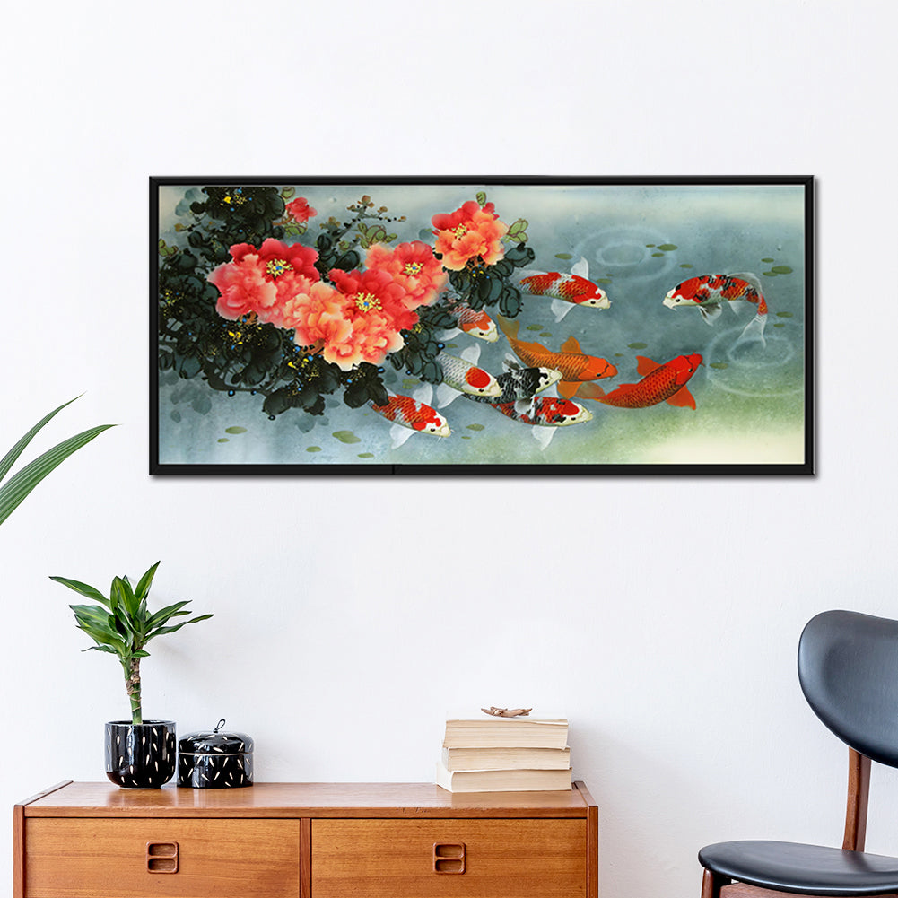 Fish Flower - Full Round Drill Diamond Painting 80*35CM